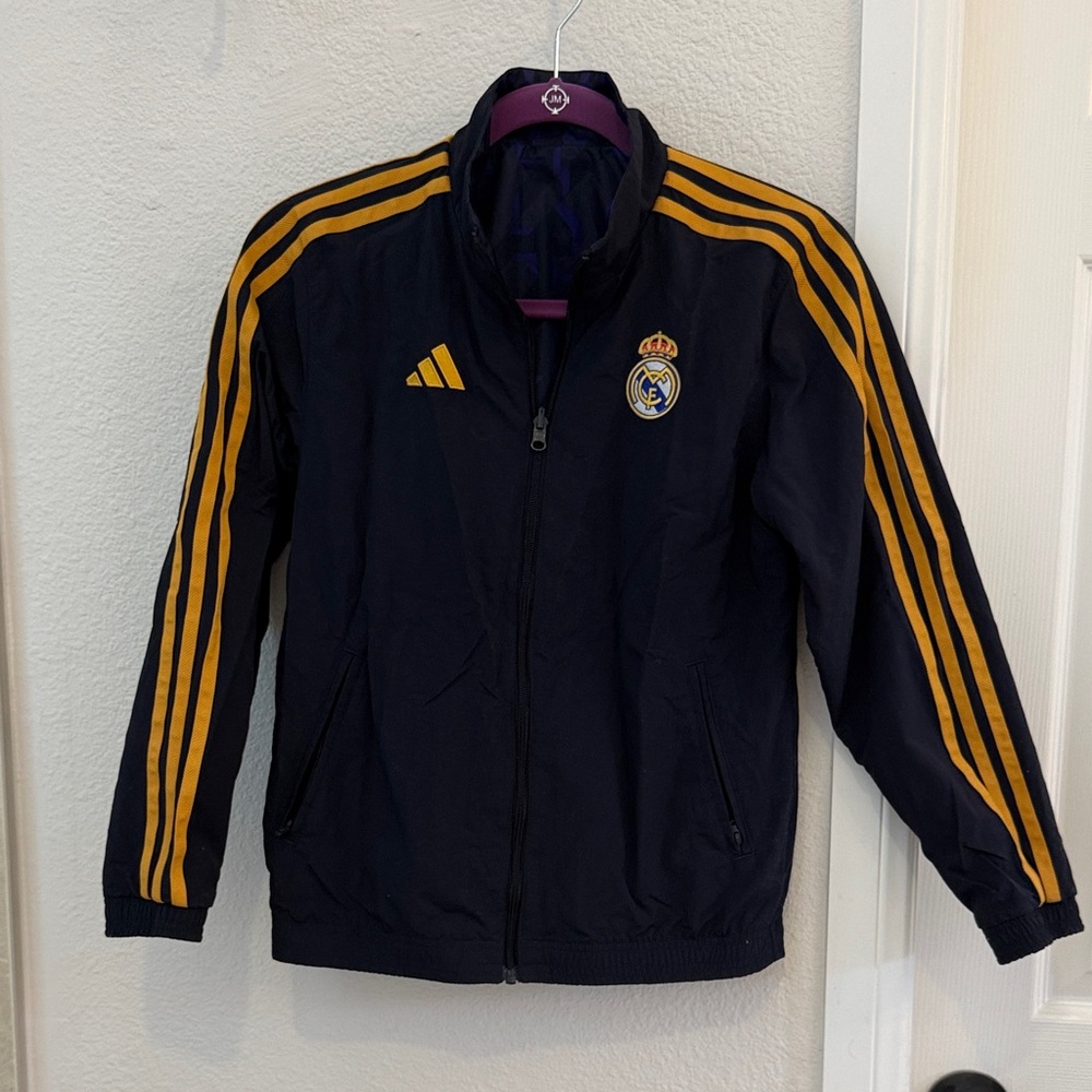 adidas Kids Jacket in Navy and Gold